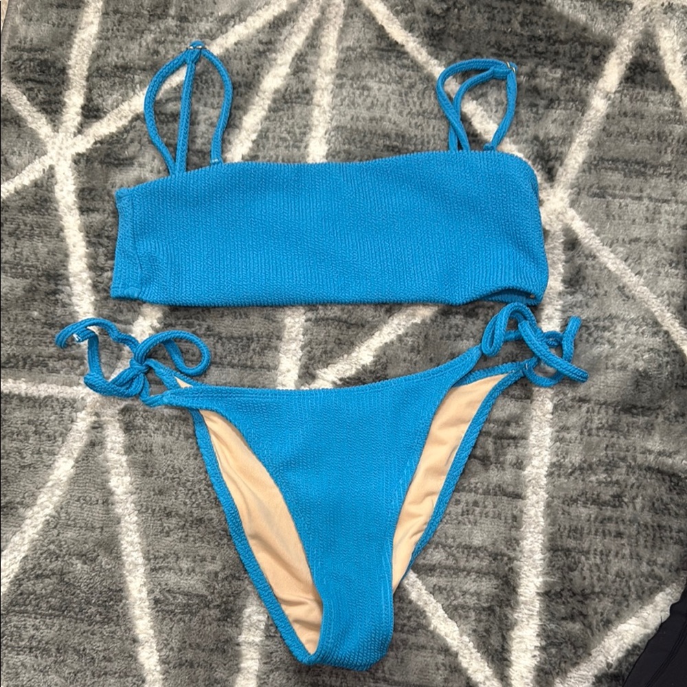 Blue Bikini Set with Tie Sides